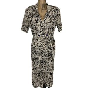 Vintage Nina Piccalino tan black safari dress